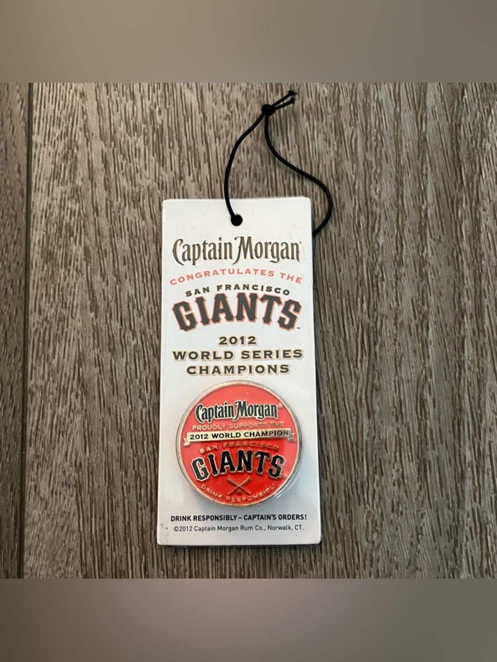 MLB 2012 San Francisco Giants World Series Champs CAPTAIN MORGAN Baseball Pin